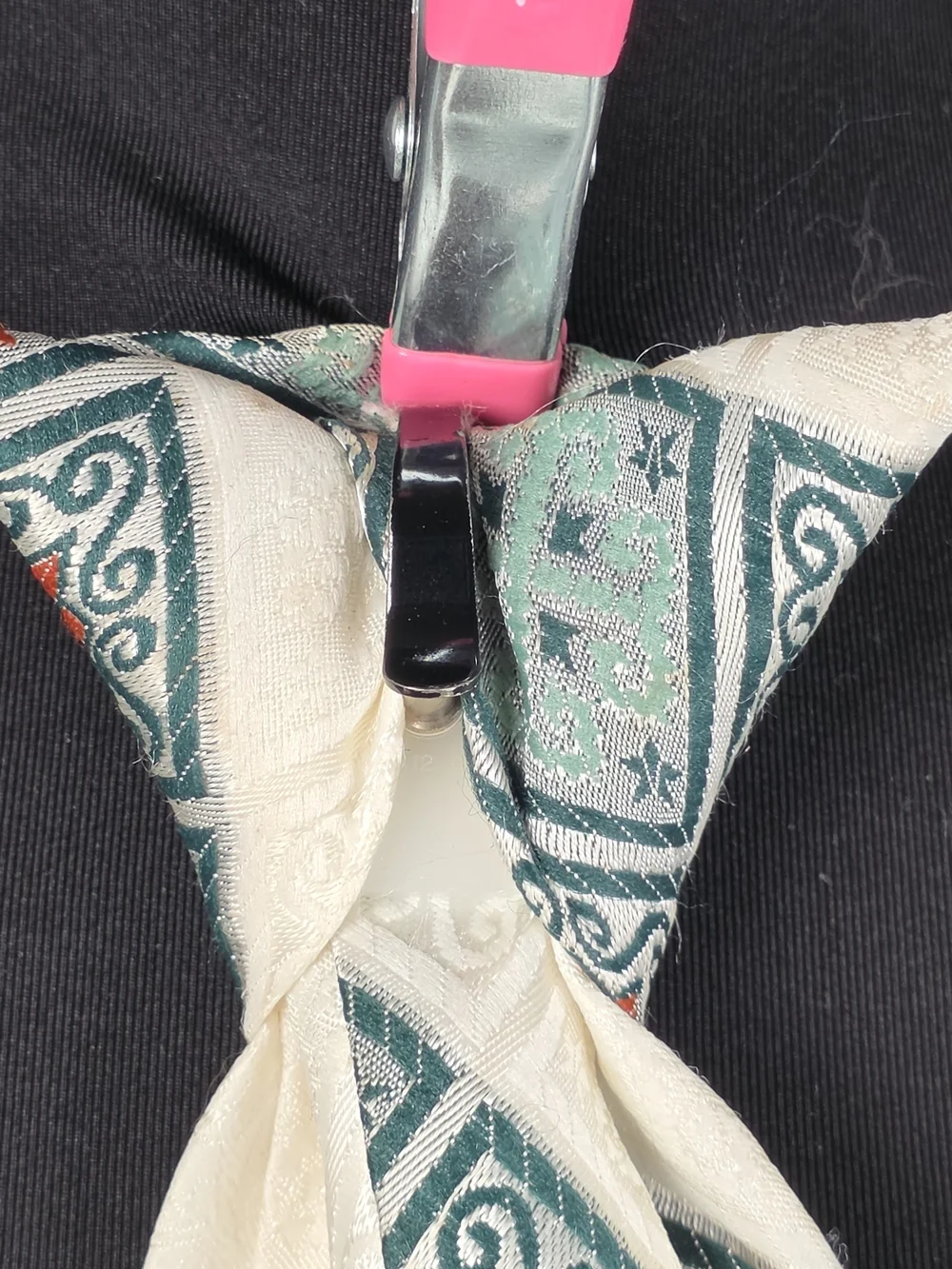 Vintage 1970s Custom Tailored Geometric Clip On Necktie